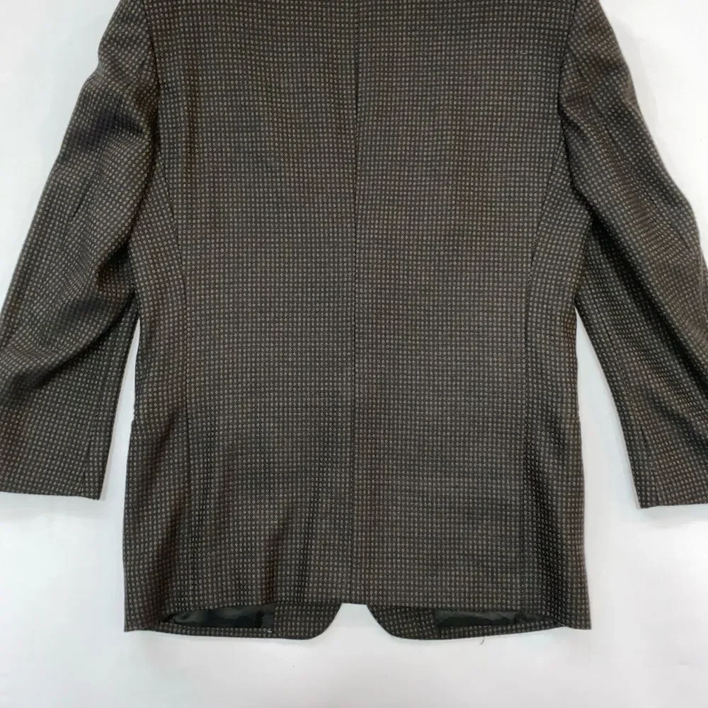 Riserva Luciano Franzoni Blazer 40R Mens Brown Check 100% Wool Made in Italy